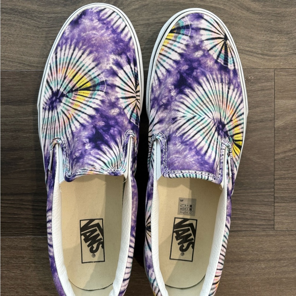 Vans Purple and Yellow Tie-Dye Slip-Ons